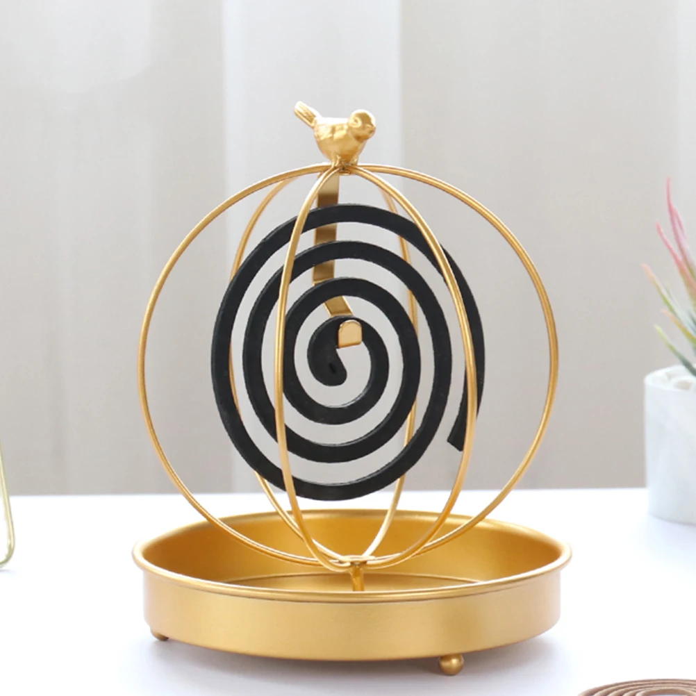 

1pc Iron Art Golden Stand Hollow Out Design Decorative Metal Holder For Home Bedroom Bathroom Outdoor Sandalwood