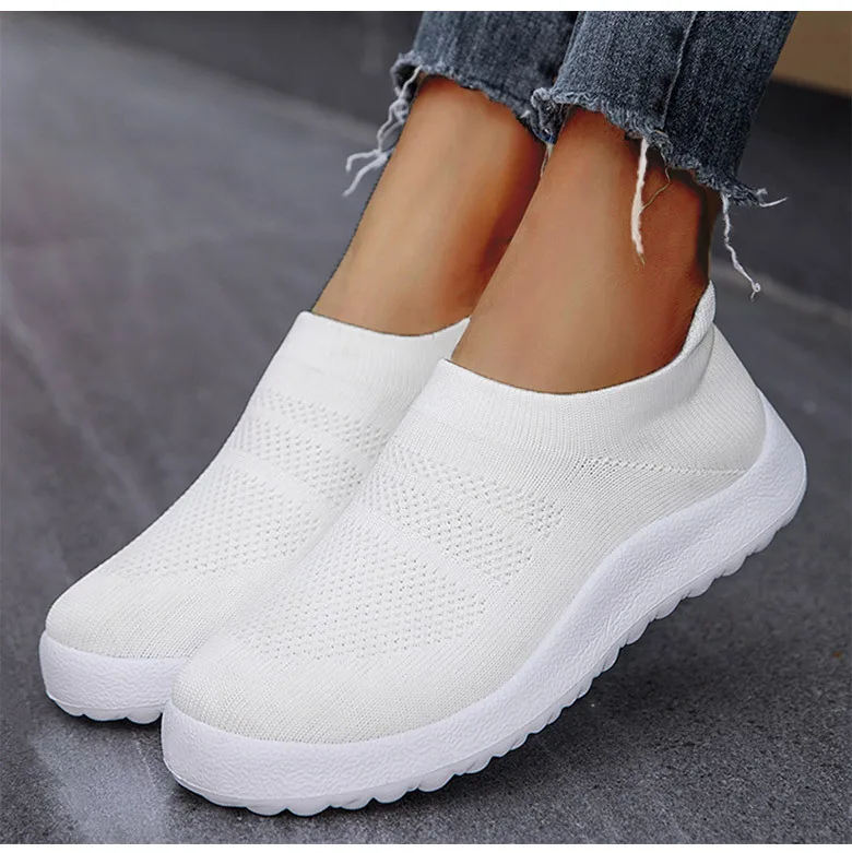 Damen-Sneaker zum Hineinschlüpfen, Damenschuhe, 2023, atmungsaktive Mesh-Turnschuhe für Damen, Sportschuhe, weiße Freizeitschuhe, Zapatillas Mujer – Detail 1