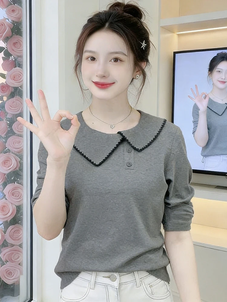 

Женская приталенная футболка с длинным рукавом, новинка весенней коллекции, красивая базовая футболка в корейском стиле, влагоотводящая, для повседневной носки