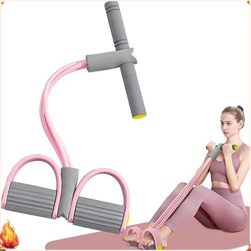 4-Tube Yoga Pedal Resistance Bands Elastic Pull Rope Arm Waist Abdomen Training Body Shaping Home Gym Workout Slimming Fitness