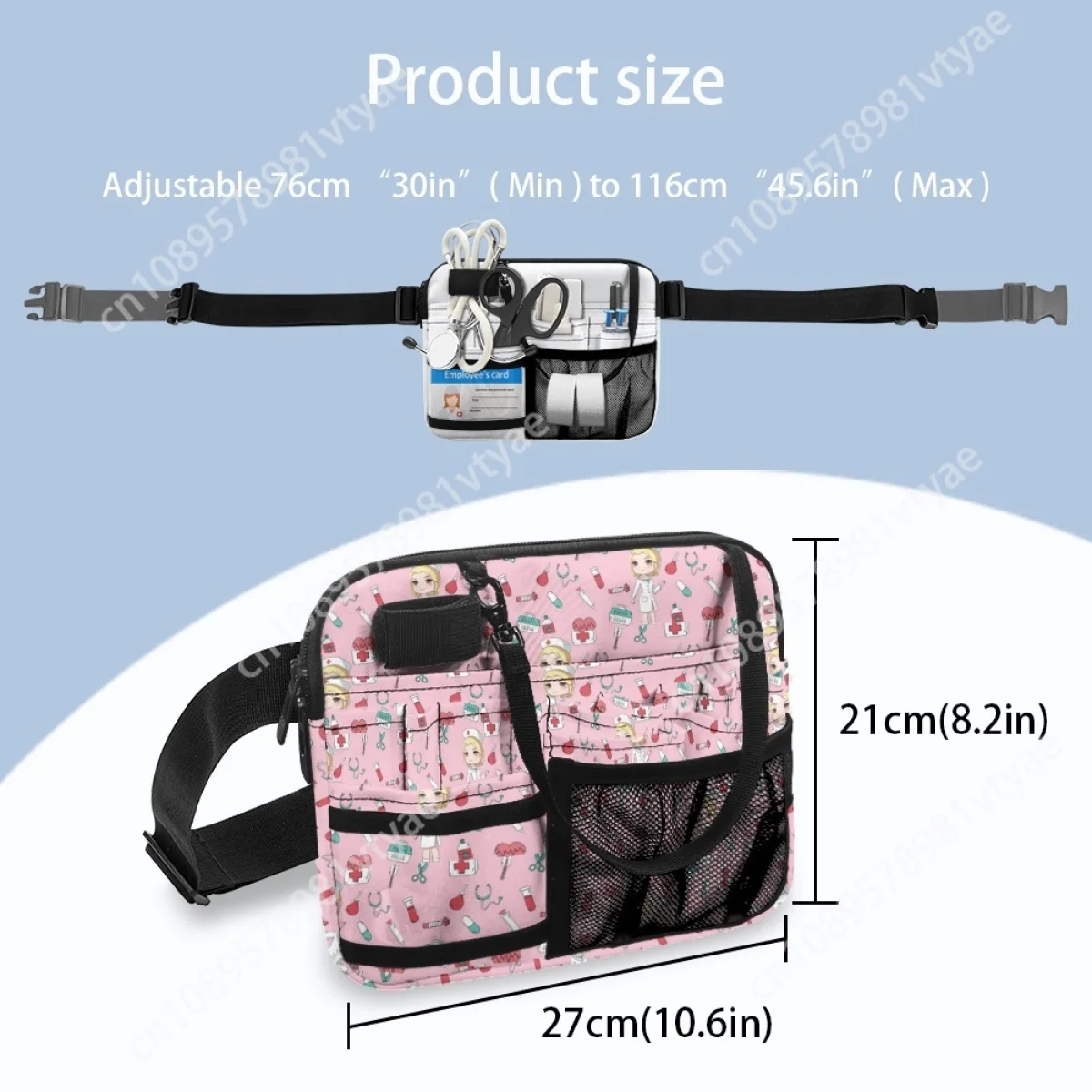 Cartoon Nurse Printing Multi-pocket Women Waist Bag Medical Pack Hospital Work Portable Adjustable Belt Bag Organizer Pouch 2023