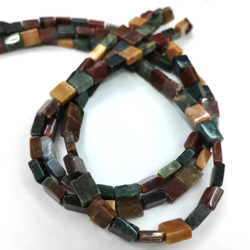 

New Natural Indian Agate Rectangular Loose Beads DIY Bracelet Necklace Earrings Sweater Chain Jewelry Accessories Wholesale