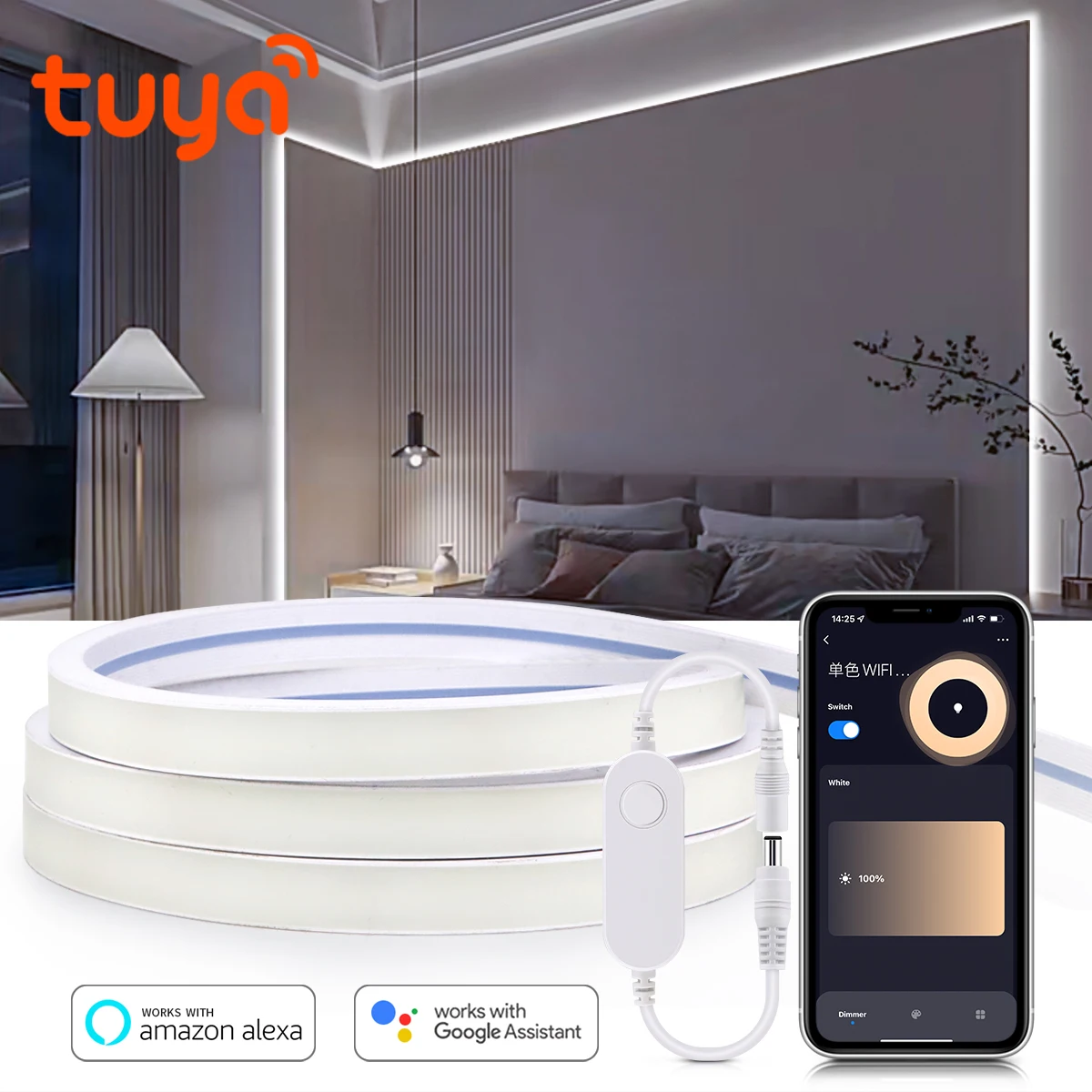 

24V Tuya Smart Home WiFi Neon Led Light for Room Kitchen Waterproof Flexible Led Tape For Amazon-Alexa Google Home Closet Lamp