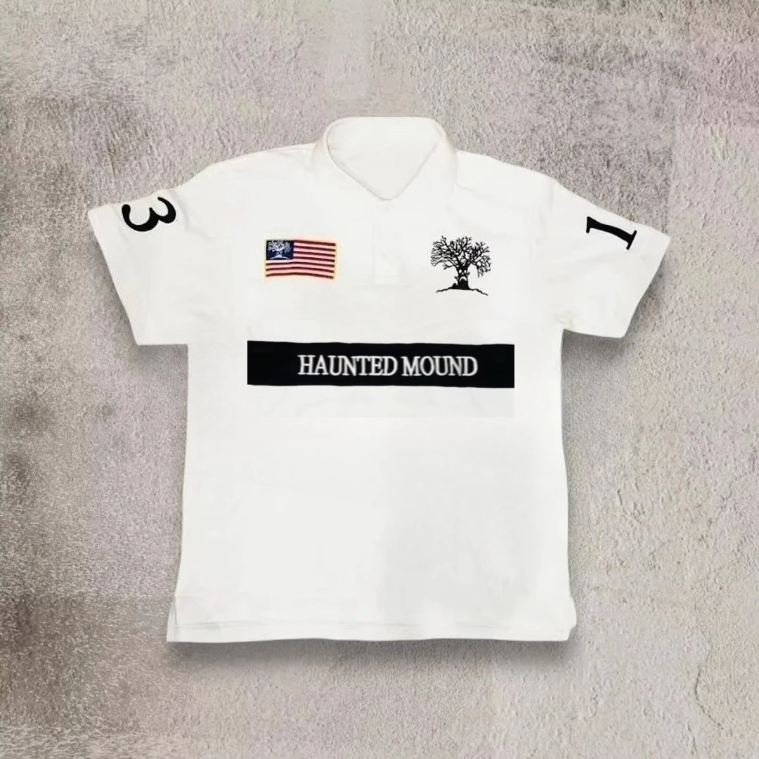 Mens Womens Retro Hip Hop Shirts Y2K Polo Shirts T Shirt Letter Pattern Embroidered Short Sleeve Casual Shirt New Cotton Tops image 4