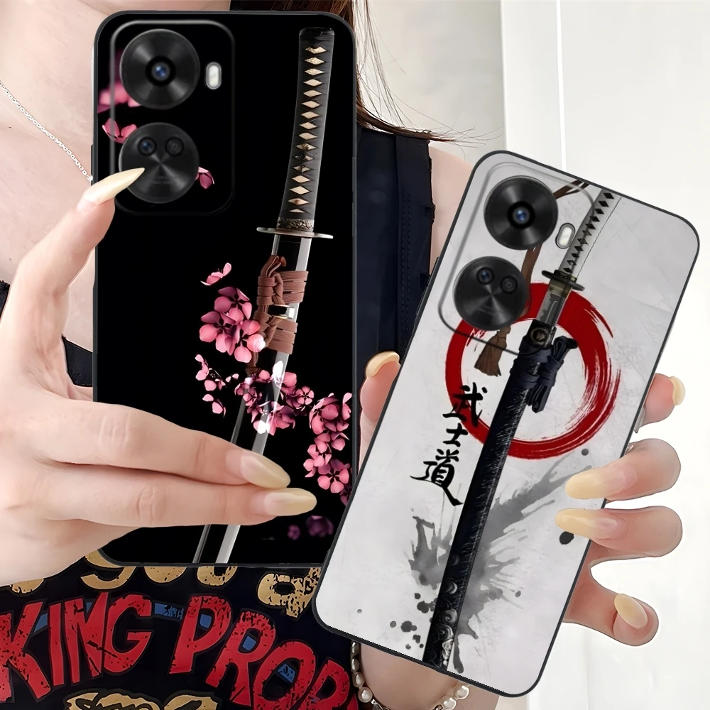 Katana Samurai Ronin Mobile Cell Phone Case for Huawei Nova 12 11 10 9 8 7 Pro SE 5G Black Soft Phone Cover Shell