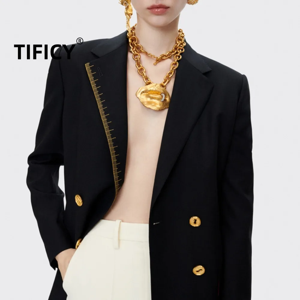 High Street Blazers Women's Autumn Long Sleeved Jacket with Elegant Temperament Slim Fit Versatile Slim Suit Jacket