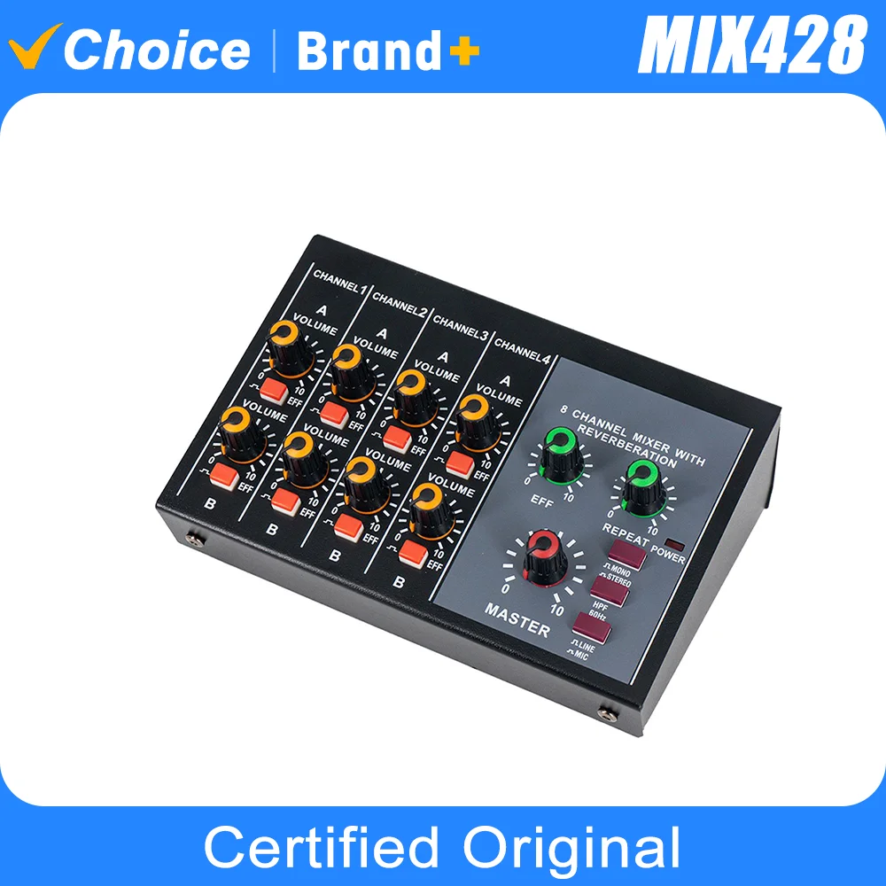 Mezclador de 8 Canales - Mini Mezclador de Audio Compacto de 8 Canales para Aplicaciones Musicales, Conexión de Instrumentos Musicales, DJ, Grabación en Escenario