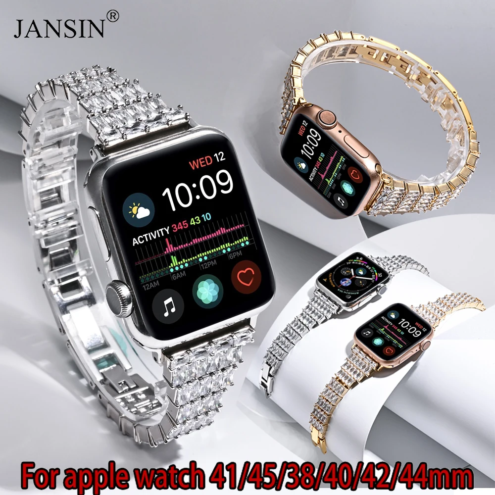 Luxury Metal Diamond Bracelet for Apple Watch Band 44mm 41mm 42mm Stainless Steel Strap for iwatch 9 7 SE 6 5 4 3 2 38/45mm 40mm