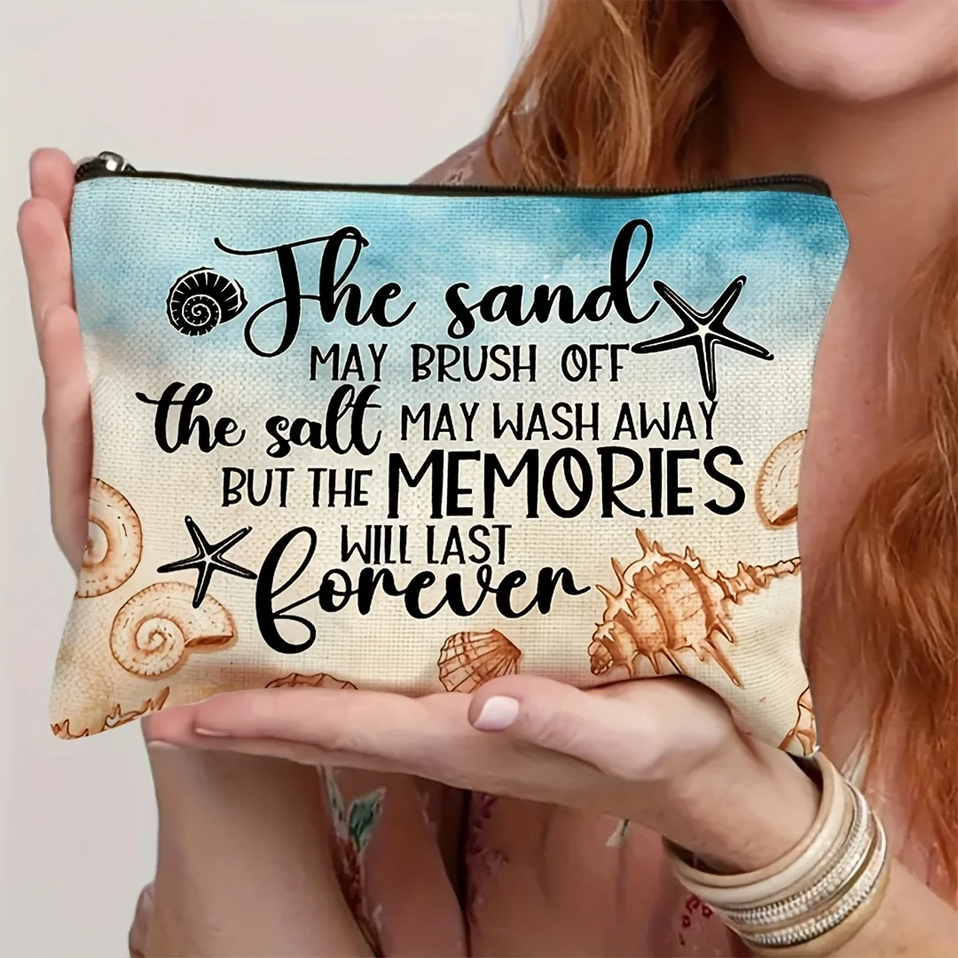 

1pc Beach Themed Starfish Makeup Bag Unisex Travel Cosmetic Toiletry Organizer Portable Storage for Women Bags Fashion