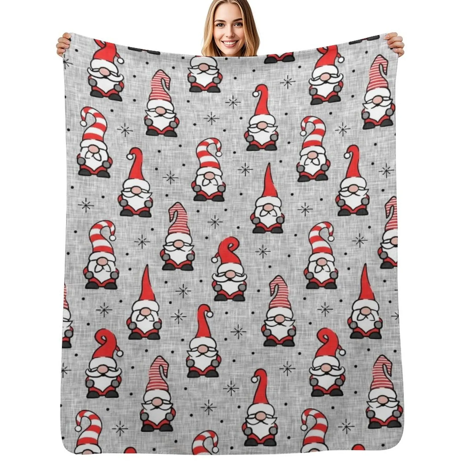 

Christmas Gnomes - grey Throw Blanket Blankets For Baby Flannels Weighted For Baby Blankets