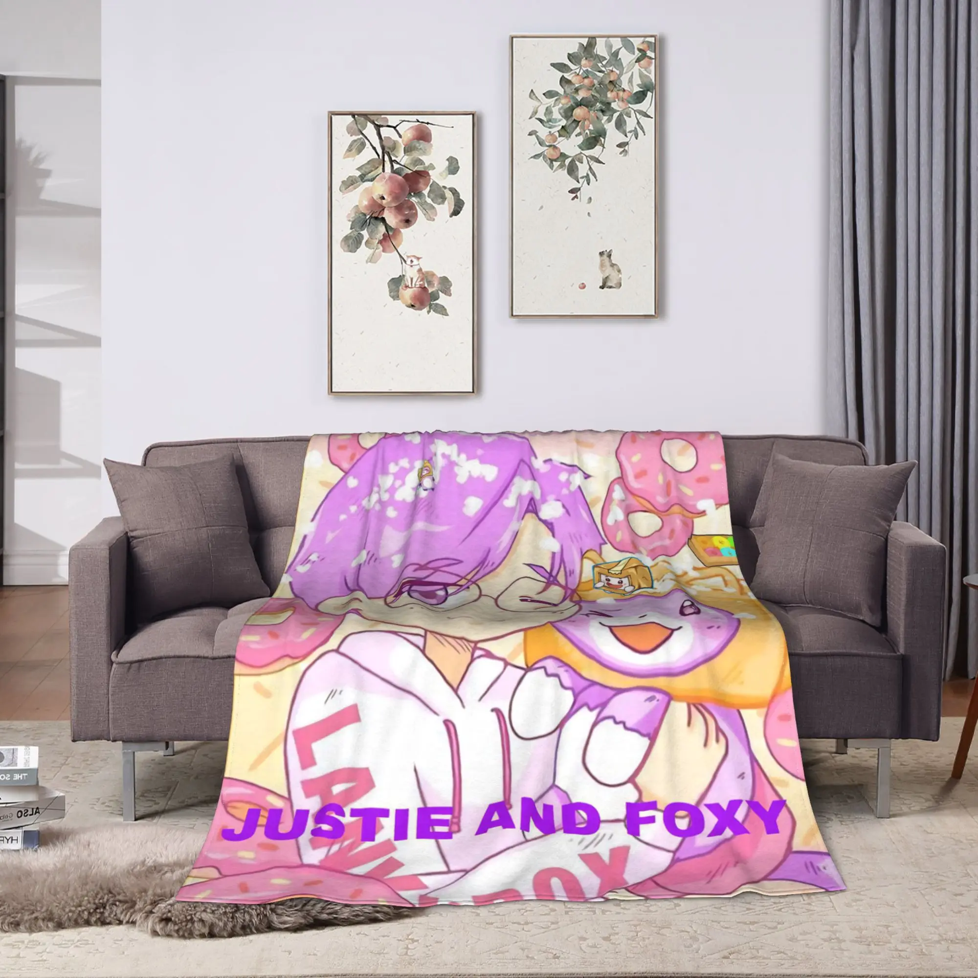 Foxy Boxy and Rocky Lankybox Airplane Travel Plush Throw Blanket Novelty Couch Chair Flannel Bedspread Sofa Bed Cover