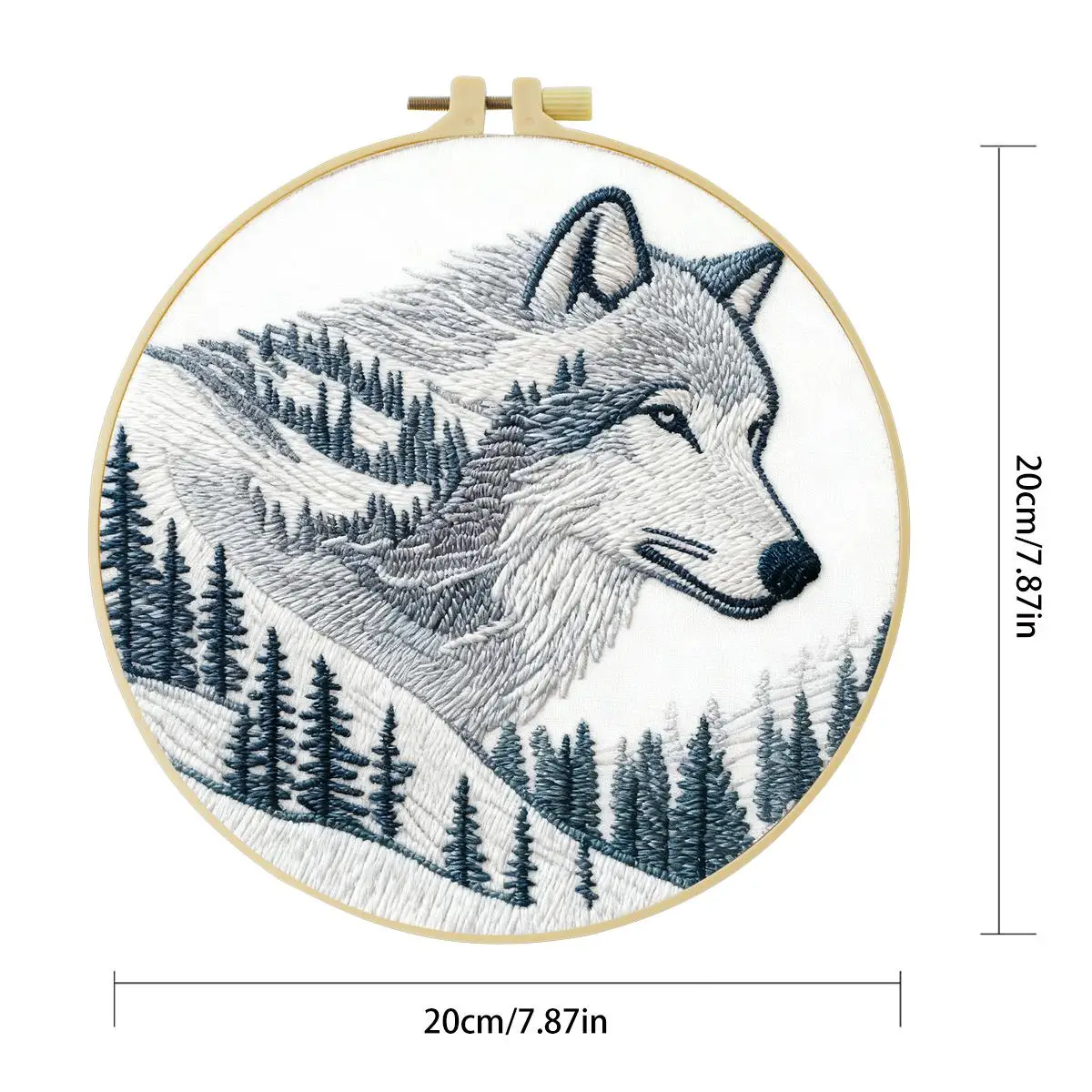 1 Stück 20X20CM/15X15CM 7,87/6,3 Zoll Tier - Wolf Stickerei Starter-Kit DIY-Kit DIY-Stickerei-Set Handarbeiten Nähkunst – Detail 4