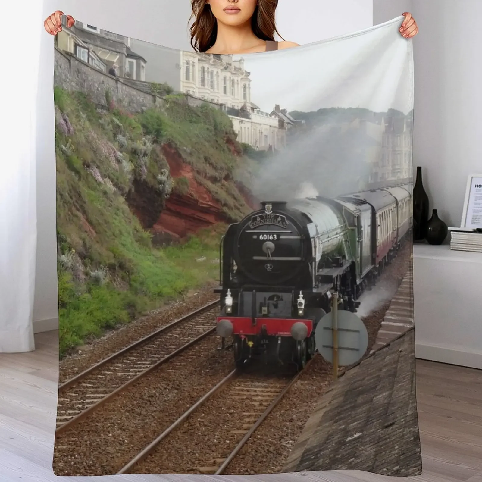 British Railways 60163 Tornado at Dawlish Throw Blanket Flannel Fleece Soft Warm Throw Blanket