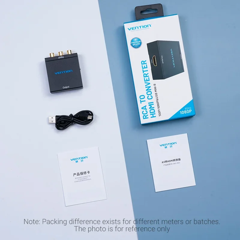 Конвертер Vention AV в HDMI Видеоадаптер HDMI в RCA с кабелем питания Mini USB для ТВ-приставки, проектора, игровой консоли HDMI в AV