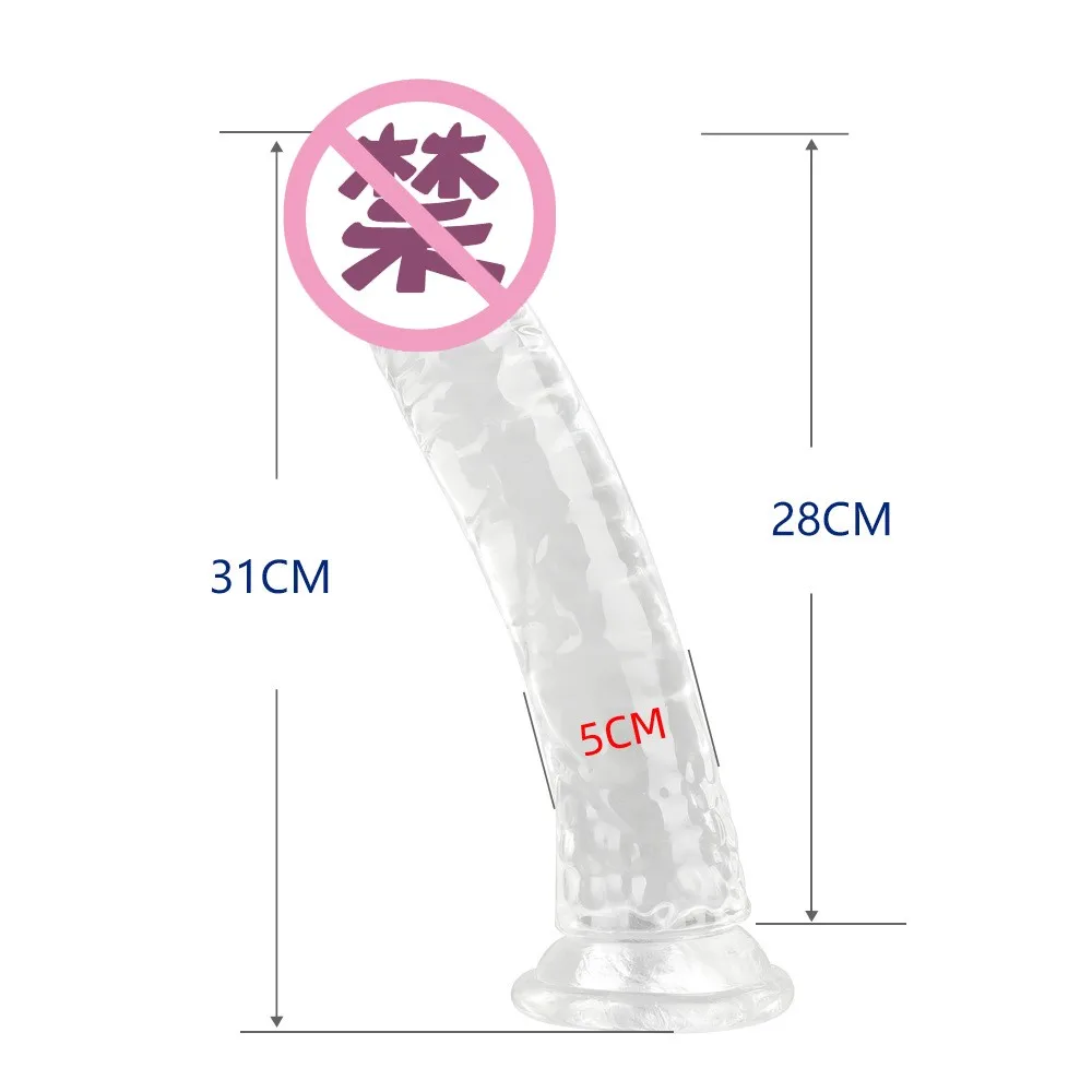 XXXL Jelly Realistic Transparent Dildo Suction Cup Huge Penis Transparent Crystal Soft Suction Cup Product SM Adult Sex Product