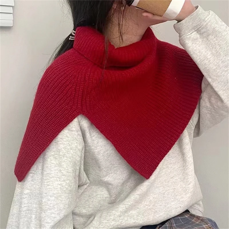 Winter Knitted Fake Collar Scarf Shoulder Wrap Women Turtleneck Knitted False Collar Warm Windproof Detachable Scarf Dropship