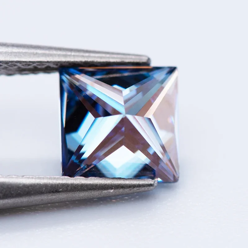 Moissanite Stone Princess Cut Sapphire Blue Colour VVS1 with GRA Certificate for Gemstone Charms Top Jewelry Making Materials