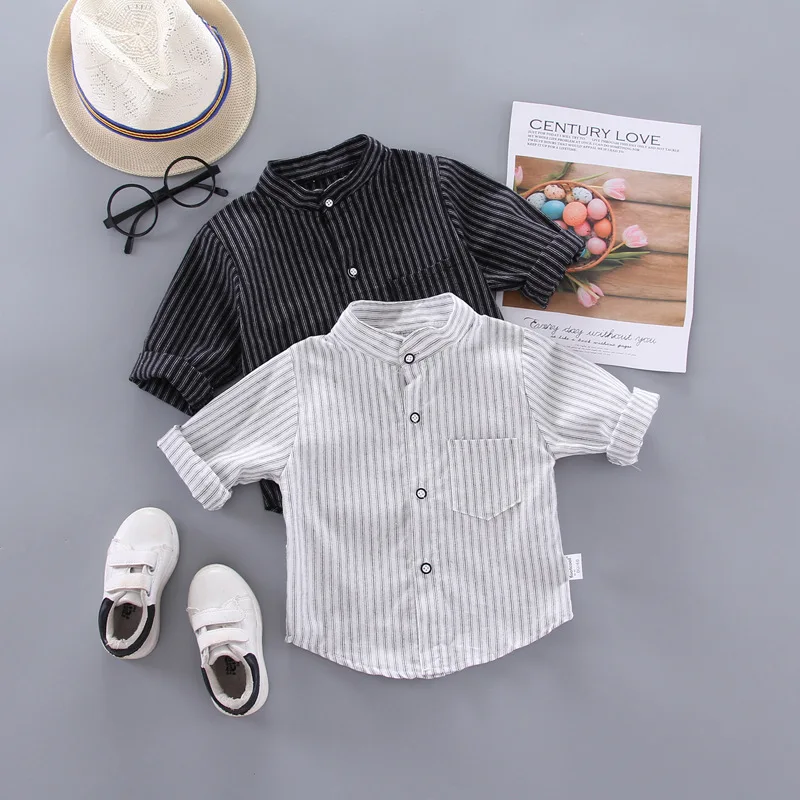 IENENS Kids Baby Cotton Clothing Boys Tops Shirts Casual Striped Blouse Infant Toddler Long Sleeve Fashion Shirt 1-5 Years