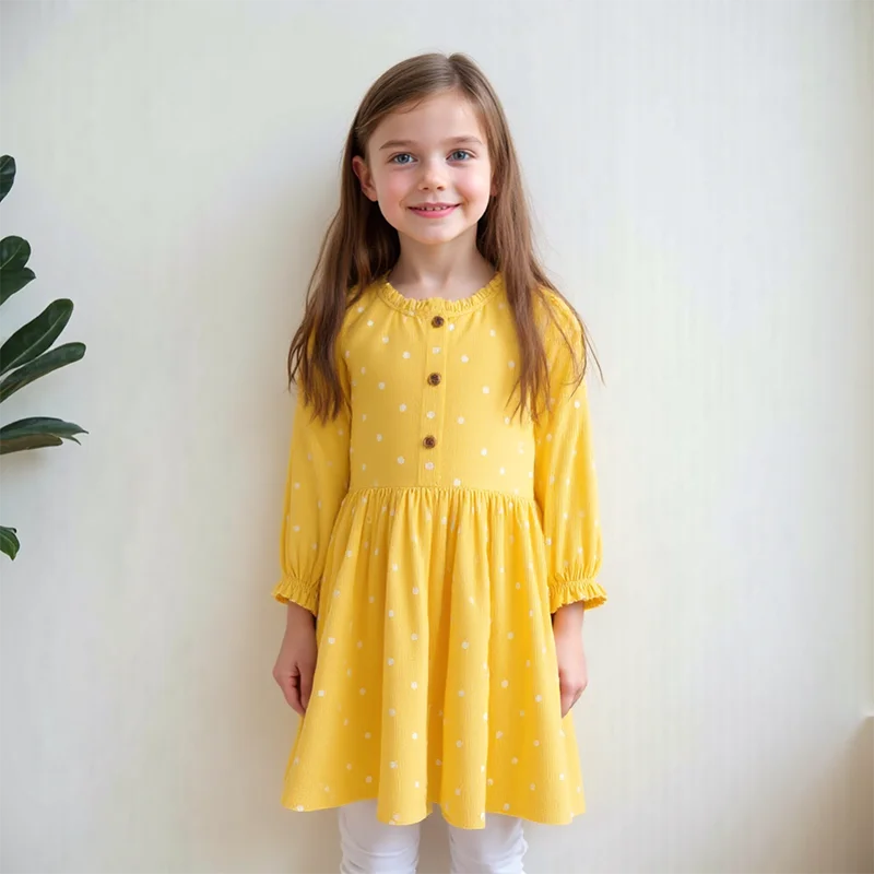 

Little maven Girl Long Sleeve Dress Autumn Spring Party Dress for Girls Casual Costume Dress Warm Winter Corduroy Girl Dress