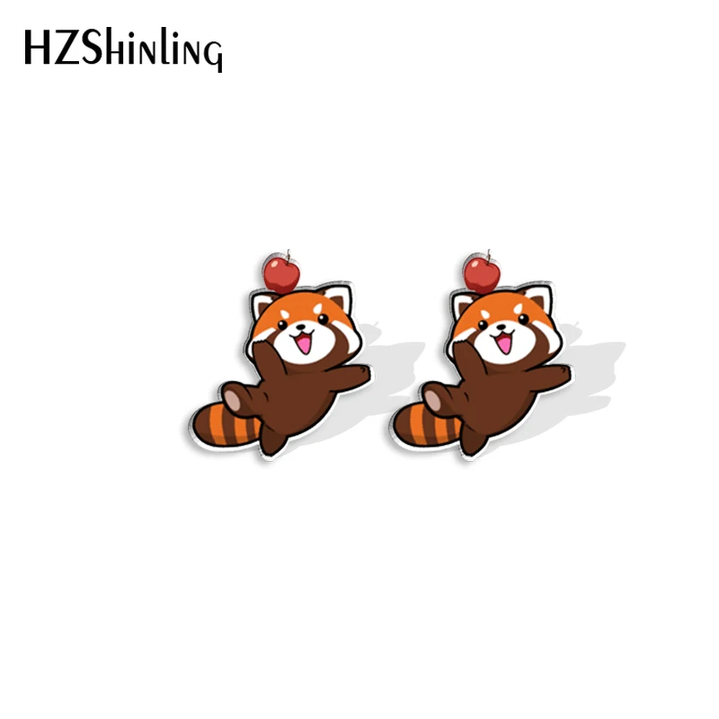 2023 New Red Panda Stud Earring Lovely Animal Acrylic Resin Earrings Epoxy Handmade Jewelry Gifts Friends