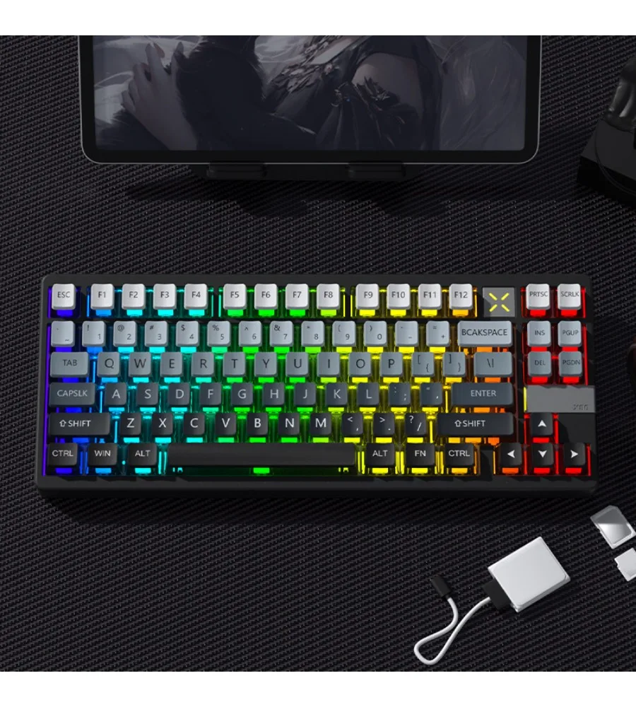 Keycap high value personalized adaptation mechanical keyboard 68/980 peach powder fog blue engraved PBT four-sided