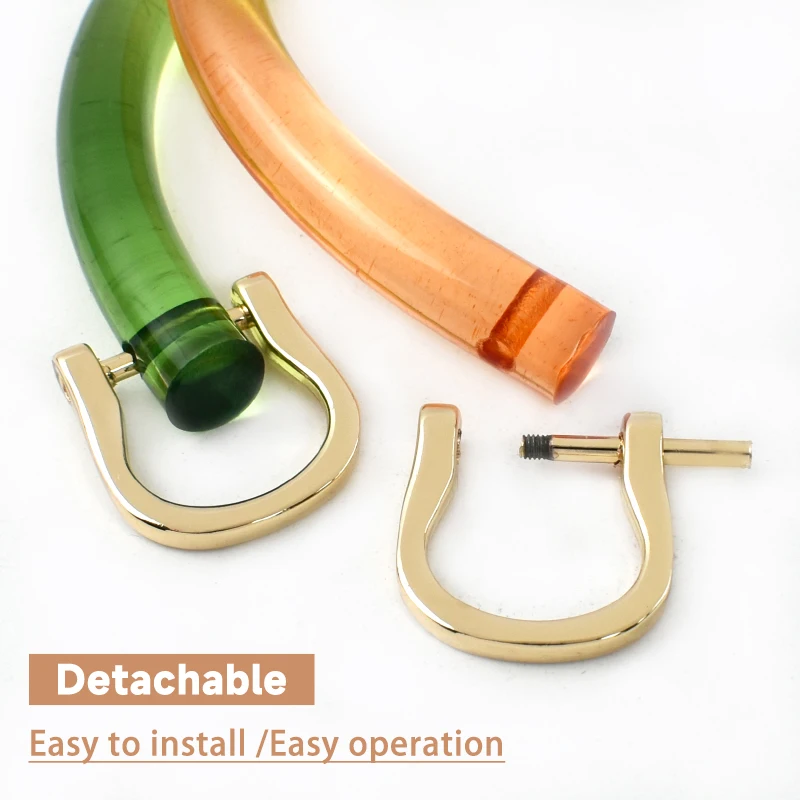 1/2/4Sets Acrylic D Shape Bag Handle with Two Metal Buckle Transparent Resin Wristband Handbag Decor Ring Frame Bags Part