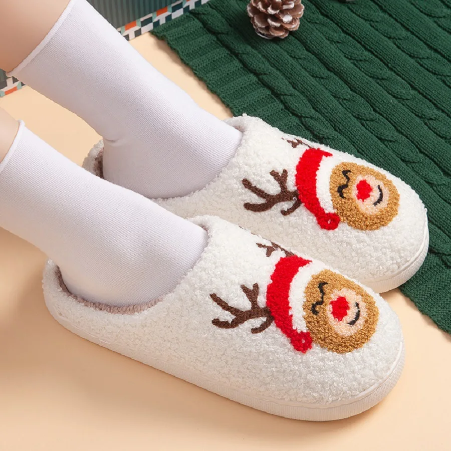 Gacimy Winter Fuzzy House Slippers For Women Warm Fur Fluffy Cotton Slides Cozy Soft Chrismas Plush Slippers Cute Furry Slippers - Image 3