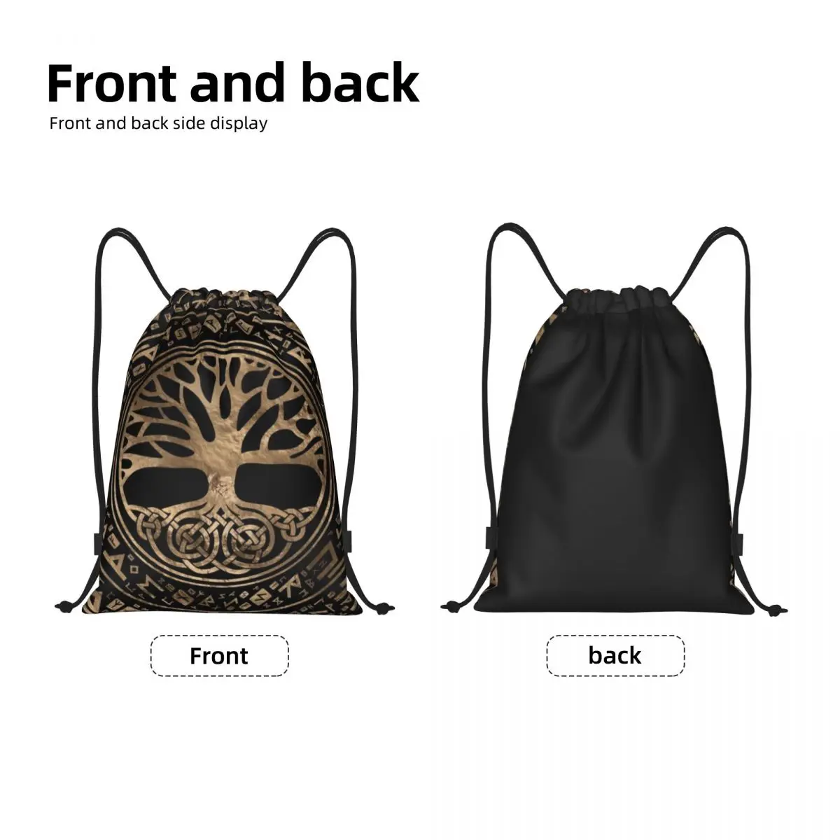 Viking Ragnar Lothbrok TV Series Drawstring Backpack Sport Gym Sackpack Foldable Yggdrasil Runic Tree Of Life Training Bag Sack