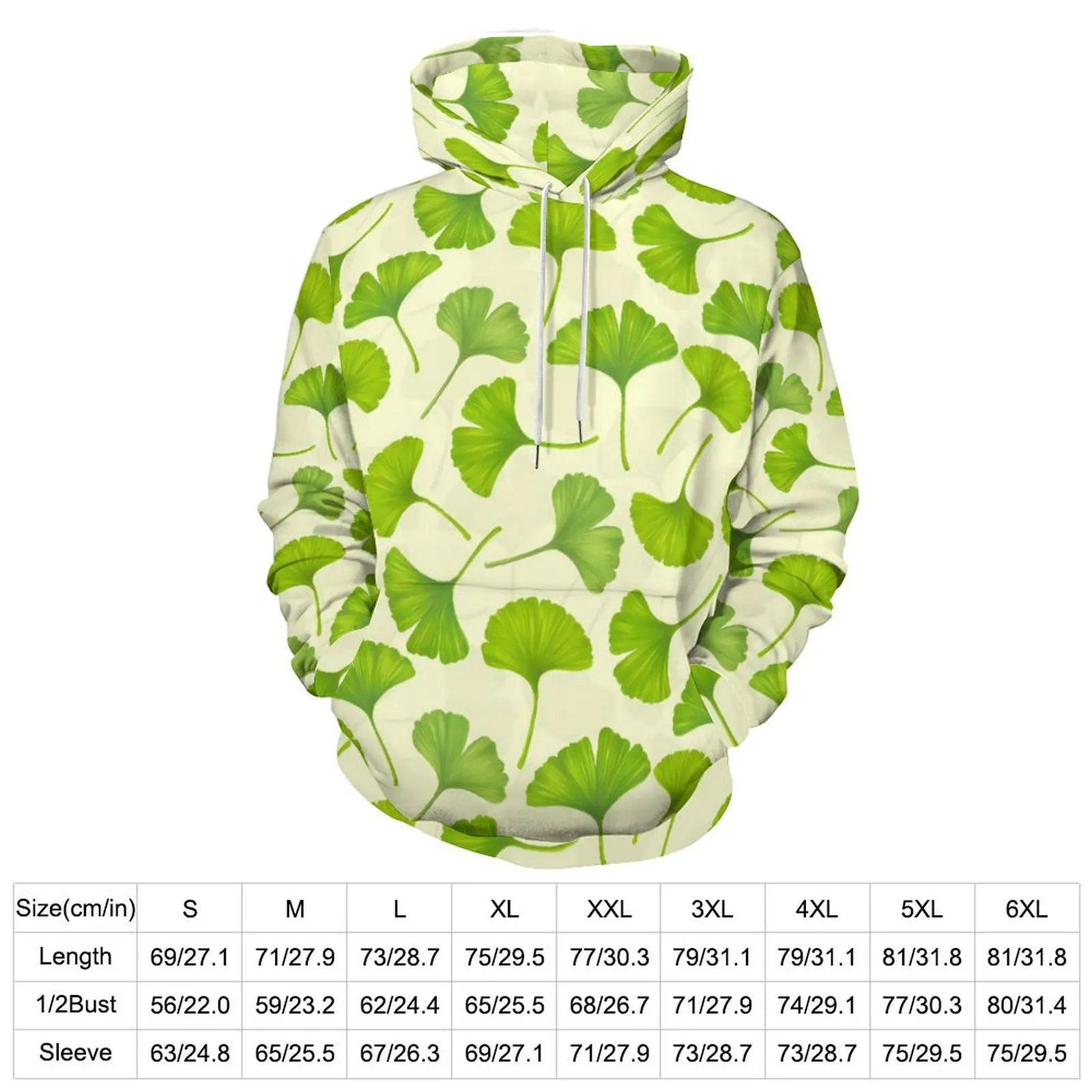 Ginko Biloba Casual Hoodies Green Leaves Print Y2k Hoodie Ladies Long Sleeve Classic Graphic Loose Oversized Hooded Sweatshirts