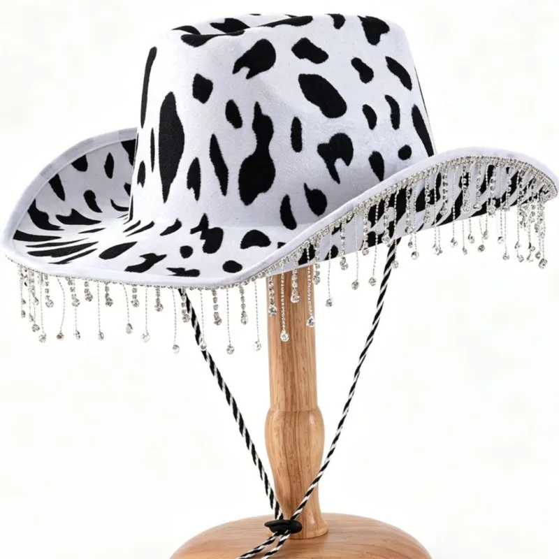 

Water tassel party performance Spice girl style wide-brimmed top hat