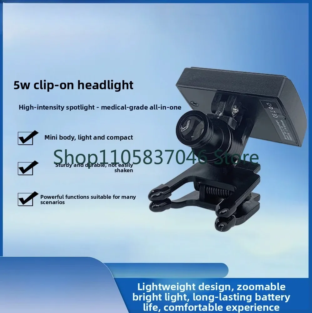 Glasses style magnifying glass dedicated clip headlight with l g-lasting battery life, mini portable 5W spotlight