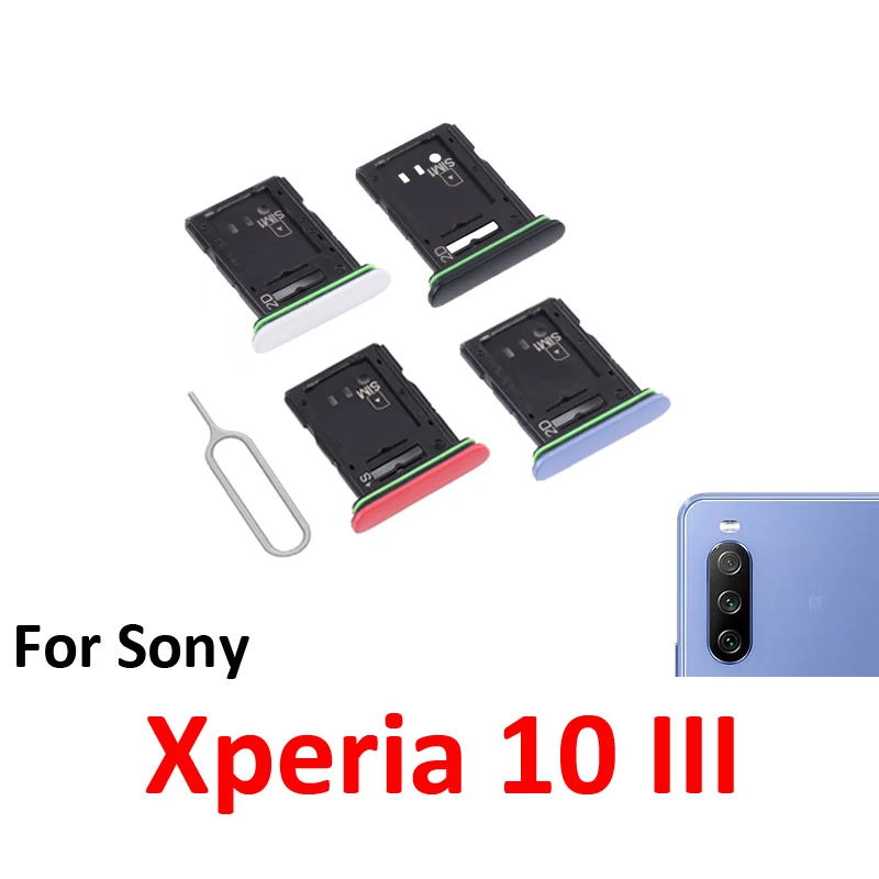 Für SONY Xperia 10 III Handy Neuer SIM-Kartenhalter Micro-SD-Kartensteckplatz Schublade mit Pin Schwarz Blau Weiß Rosa