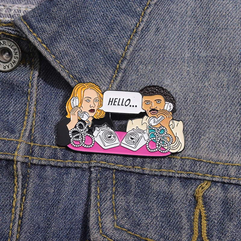 Funny Sarcastic Cartoon TV Show Enamel Pins Creative Make A Call Brooches Lapel Badge Backpack Clothes Accessories for Gift