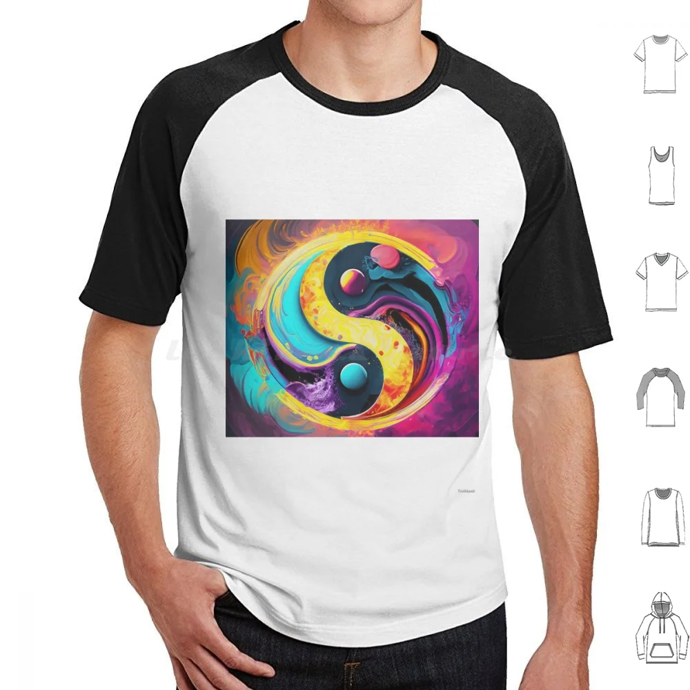 Harmony dans le Chaos t-shirt coton hommes femmes bricolage impression Art moderne Yin et Yang Balance unité diversité kaléidoscope Vibrant