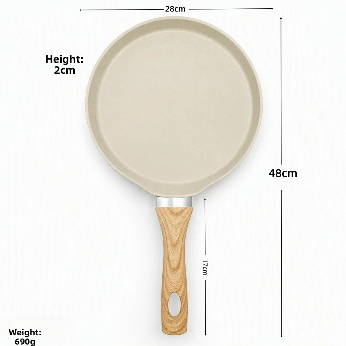 Aluminum Base Stone Coated Frying Pans with Wooden Handle Set for Crispy Pizza Golden Crust Pancakes Eggs and Other Home Cooking