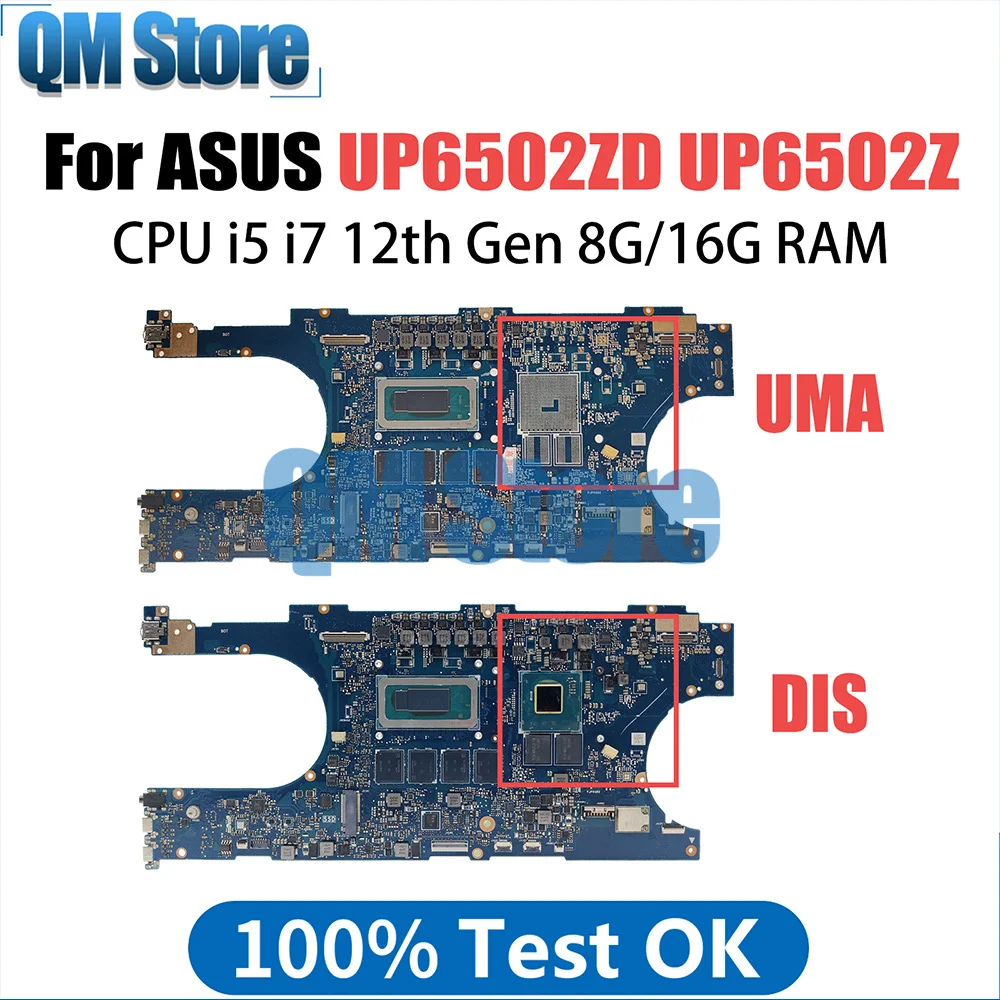 

Notebook Mainboard For ASUS ZenBook Pro 15 Flip UP6502Z UP6502ZD Laptop Motherboard With i5-12500H i7-12700H CPU 8G 16G RAM