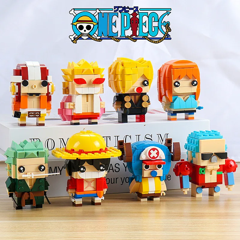 Bloques de construcción de BrickHeadz de una pieza, Luffy, Nami, Chopper, Sanji, Zoro, Usopp, Ace, Franky, Brook, Robin, figura de ladrillo,