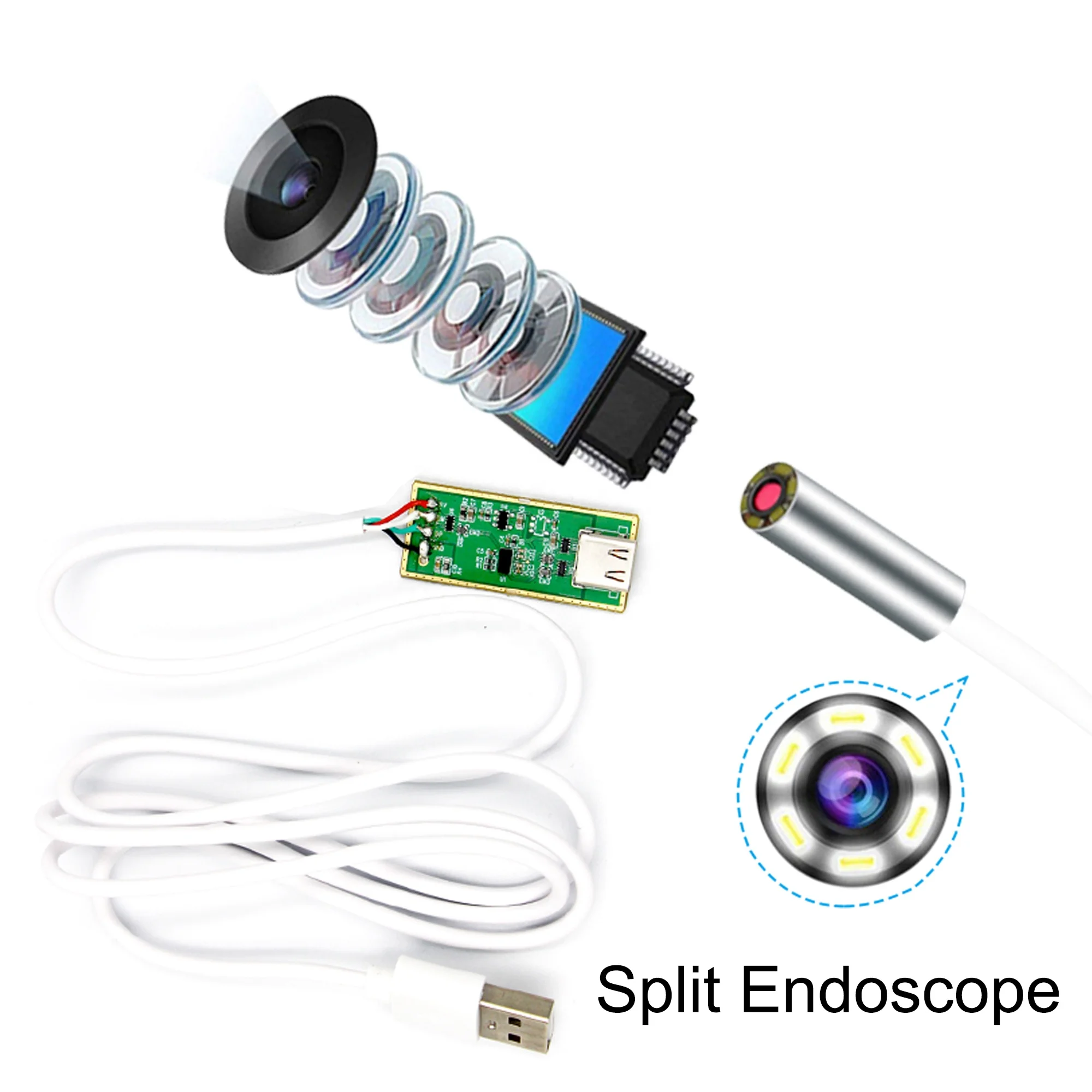 

Split Type Mini 3.9mm Diameter HD 720P Waterproof Medical Endoscope Camera Module with 70 FOV and USB Interface
