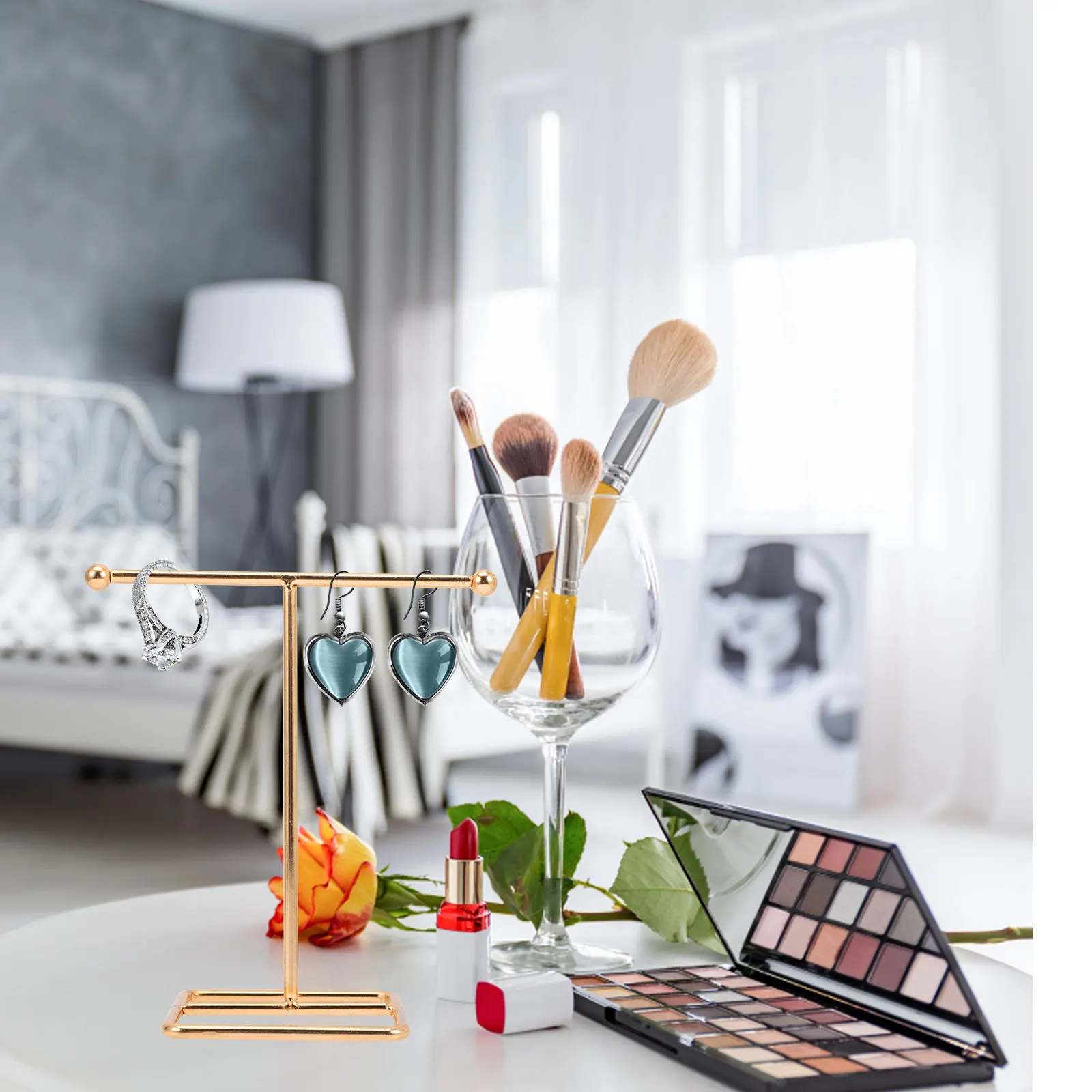 

Iron Jewelry Organizer Earring Rack Necklace Stand Bracelet Holder Display Stand for Home Storage Decoration