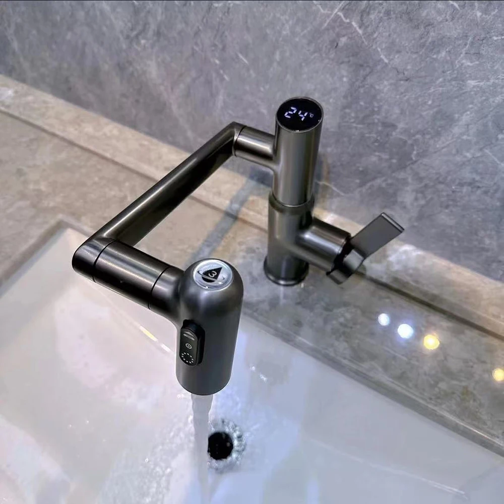 

Multi-Angle Rotating Faucet With Digital Display Household Faucet Replacement For Home Bathroom