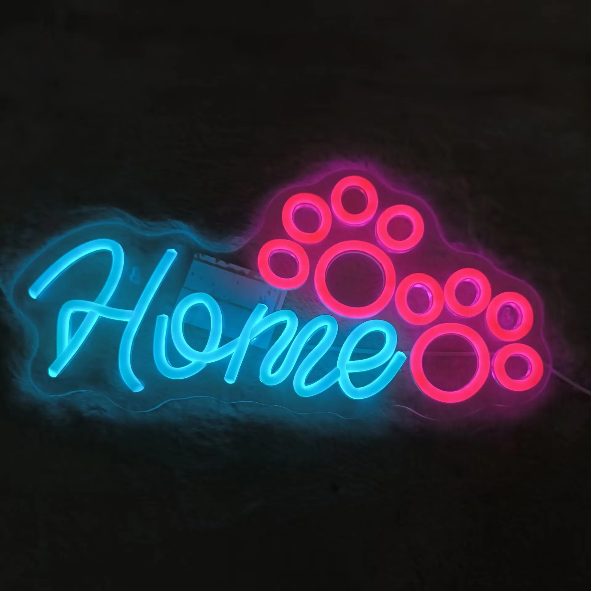 Home Paw Neon Sign LED Wall Art USB Powered  Dog Cat Pet Lover Glow Lamp Living Bedroom Entryway Warm Cozy House Decor Gift