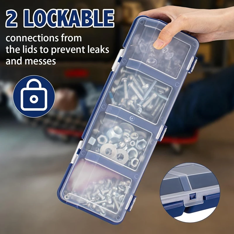 6Pack Screw Organizer Box With Lids 4 Compartments Tool Bin Divider Compartment Containers Sorting Screw Toolbox Case