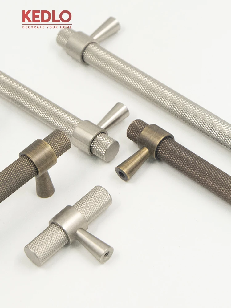 KEDLO Massiver Messinggriff im europäischen Retro-Stil, antiker Messing-Schubladengriff, gebürsteter Schrankgriff in Nickeloptik – Detail 7