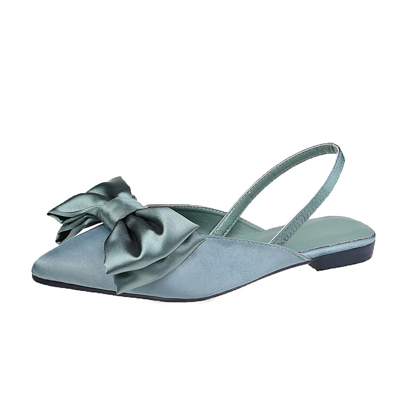 

Sandals and Slippers for Women's Outer Wear 2022 Summer New Satin Bow-knot Baotou Flats Europe Goods Fairy Style Fashion