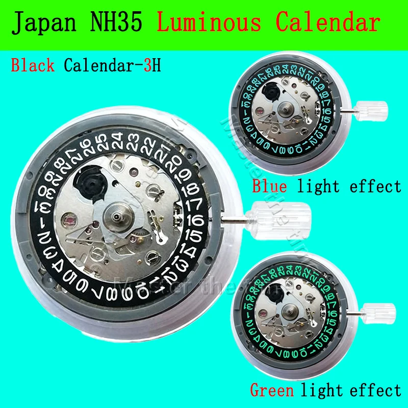 japan-nh35-automatic-mechanical-movement-luminous-calendar：24-jewels-black-calendar-date-at-3-00-–-mod-watch-replacement