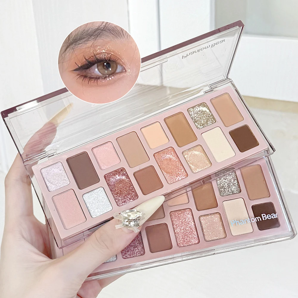 Phantombear-マットなファイングリッターアイシャドウ,マルチカラーチーク,ハイライターシャドウパウダー,16色