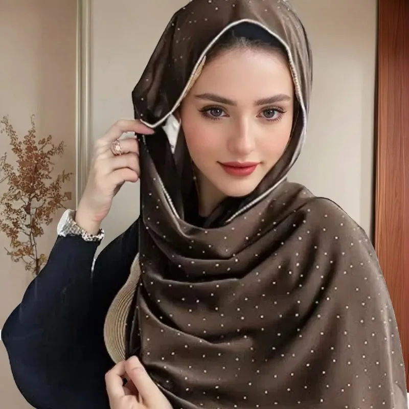 180*75cm Women\'S Pleated Cotton Hijab Solid Color Breathable Multifunctional Muslim Islamic Linen Hijab Long Skin-Friendly Dust