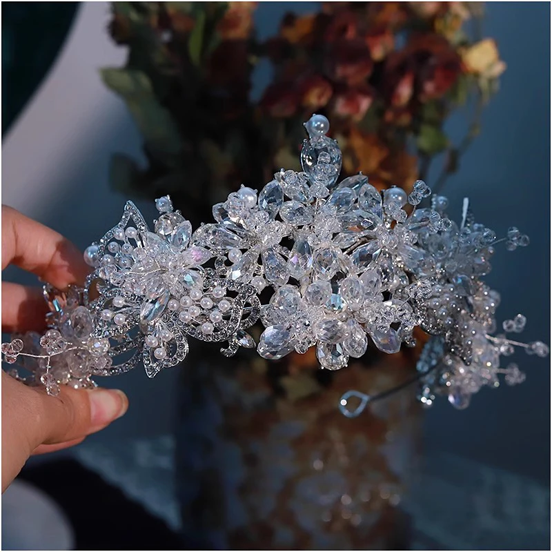 CC Crowns for Women Wedding Hair Accessories Bridal Headbands Engagement Hairwear Crystal Beads Luxury Tiara Headdress AN404