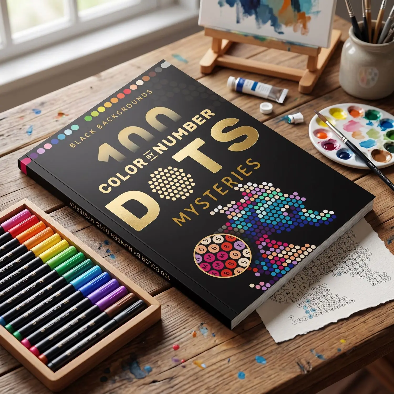 100 Color By Number Dots Mysteries Number Painting Book Unique Stress Anxiety Relief Coloring Activit Book Drawing Painting Book