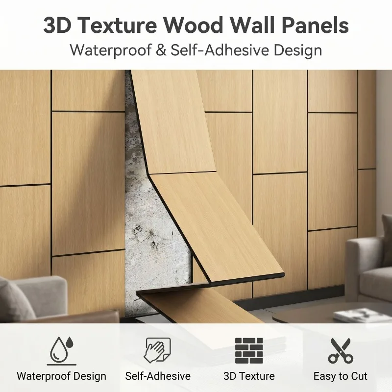 Waterproof Foldable Self‑Stick Wood Grain Wallpapers Removable Wood Look Wall Stickers for RV Home Cabinet Desk Renovation Decal